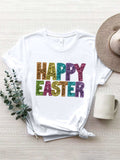HAPPY EASTER Round Neck Short Sleeve T-Shirt - Trendsi - Flyclothing LLC