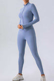 Half Zip Mock Neck Active Jumpsuit - Trendsi - Flyclothing LLC