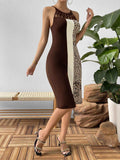 Leopard Color Block Cutout Sleeveless Knee-Length Dress - Trendsi - Flyclothing LLC