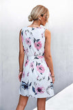 Printed Zip Detail Belted Sleeveless Dress - Trendsi - Flyclothing LLC