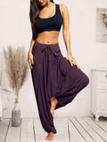 Tied Mid Waist Long Harem Pants - Trendsi - Flyclothing LLC