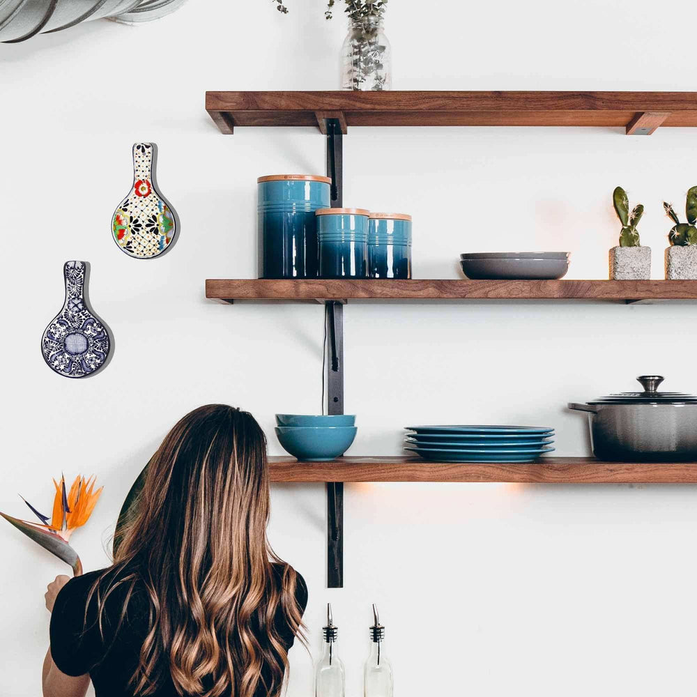 Handmade Pottery Spoon Rest, Dots & Flowers - Encantada - Encantada - Flyclothing LLC