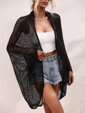 Openwork Open Front Longline Cover Up - Trendsi - Flyclothing LLC