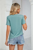 Ruched Hem Detail Crewneck Tee - Trendsi - Flyclothing LLC