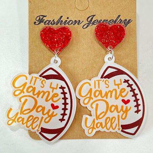 Heart Shape Sports Theme Acrylic Dangle Earrings - Trendsi - Flyclothing LLC