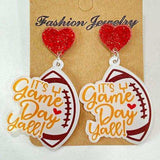 Heart Shape Sports Theme Acrylic Dangle Earrings - Trendsi - Flyclothing LLC