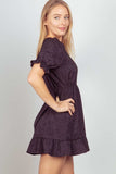 VERY J Floral Textured Woven Ruffled Mini Dress - Trendsi - Flyclothing LLC