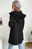 Ribbed Open Front Hooded Cardigan with Pockets - Trendsi - Flyclothing LLC