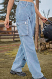 Loose Fit Long Jeans with Pockets - Trendsi - Flyclothing LLC