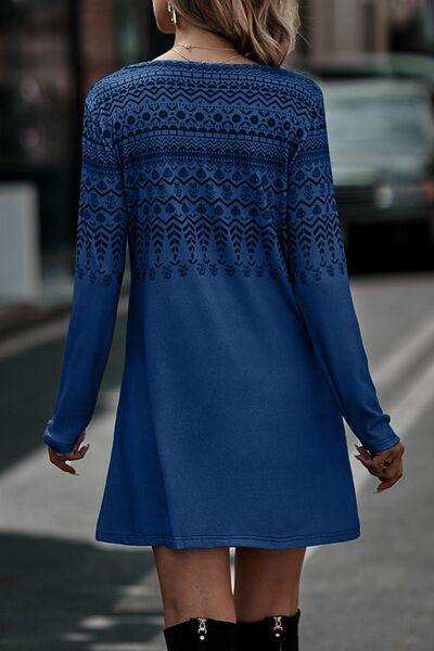 Printed Round Neck Long Sleeve T-Shirt - Trendsi - Flyclothing LLC