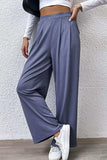 Pleated Detail Wide-Leg Pants with Pockets - Trendsi - Flyclothing LLC