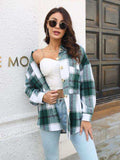 Plaid Button Up Collared Neck Long Sleeve Shirt - Trendsi - Flyclothing LLC