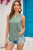 Eyelet Notched Sleeveless Top - Trendsi - Flyclothing LLC