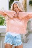 Openwork Round Neck Long Sleeve Knit Top - Trendsi - Flyclothing LLC