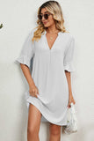 Notched Flounce Sleeve Mini Dress - Trendsi - Flyclothing LLC