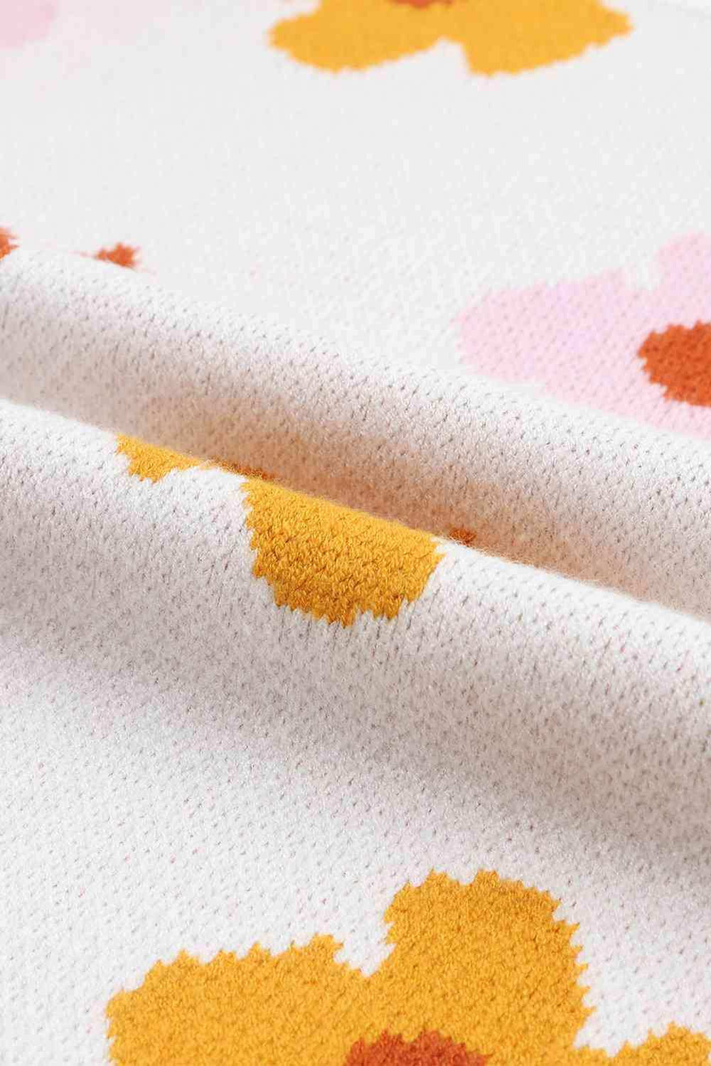 Floral Round Neck Sweater - Trendsi - Flyclothing LLC