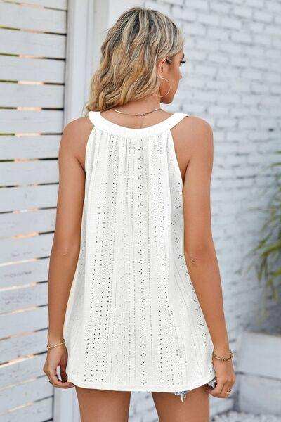 Openwork Round Neck Wide Strap Tank - Trendsi - Flyclothing LLC