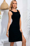 Round Neck Slit Sleeveless Dress - Trendsi - Flyclothing LLC