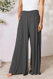 Double Take Full Size Smocked Wide Waistband Wide Leg Pants - Trendsi - Flyclothing LLC