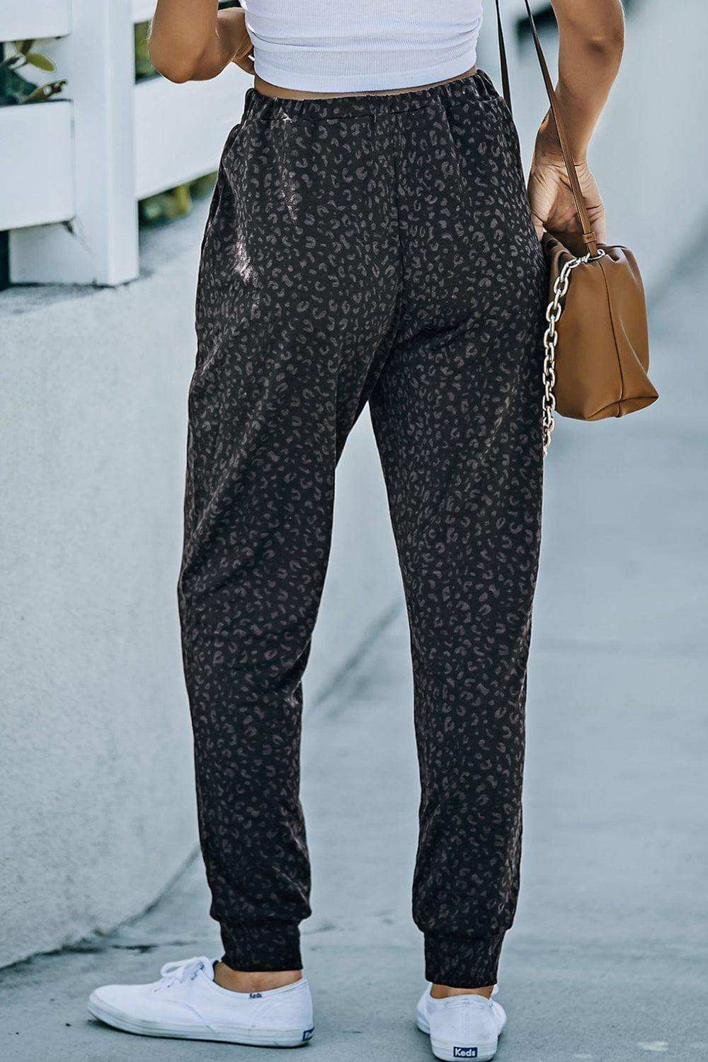 Leopard Print Joggers with Pockets - Trendsi - Flyclothing LLC