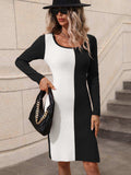 Contrast Slit Sweater Dress - Trendsi - Flyclothing LLC