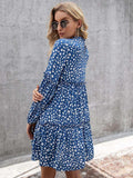 Printed Long Sleeve Tiered Dress - Trendsi - Flyclothing LLC