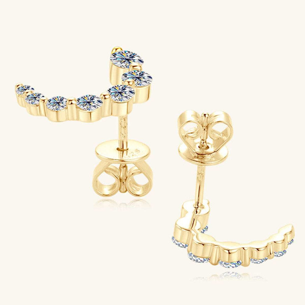 925 Sterling Silver Inlaid Moissanite Stud Earrings - Trendsi - Flyclothing LLC