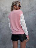 Lace Detail Round Neck Dropped Shoulder T-Shirt - Trendsi - Flyclothing LLC