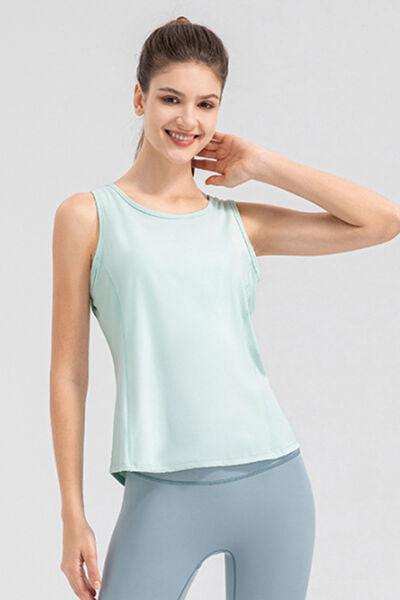 Wide Strap Round Neck Active Tank - Trendsi - Flyclothing LLC