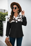 Animal Print Color Block Waffle-Knit Top - Trendsi - Flyclothing LLC