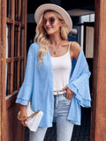 Eyelet Bell Sleeve Cardigan - Trendsi - Flyclothing LLC