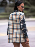 Plaid Dropped Shoulder Shacket - Trendsi - Flyclothing LLC