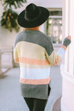 Color Block Open Front Slit Cardigan - Trendsi - Flyclothing LLC