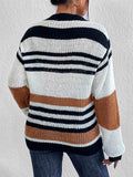 Striped Round Neck Sweater - Trendsi - Flyclothing LLC