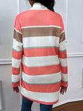 Striped Open Front Longline Cardigan - Trendsi - Flyclothing LLC