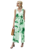 Tie-Dye Tie Waist Sleeveless Jumpsuit - Trendsi - Flyclothing LLC