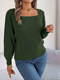 Square Neck Mixed Knit Sweater - Trendsi - Flyclothing LLC