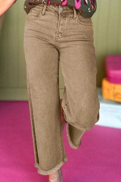 Raw Hem Wide Leg Jeans - Trendsi - Flyclothing LLC
