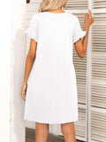 Round Neck Flounce Sleeve Dress with Pockets - Trendsi - Flyclothing LLC
