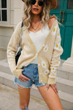 Daisy Pattern Button Front Cardigan - Trendsi - Flyclothing LLC