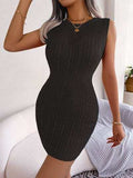 Cable-Knit Round Neck Sleeveless Sweater Dress - Trendsi - Flyclothing LLC