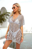 Openwork V-Neck Half Sleeve Cover Up - Trendsi - Flyclothing LLC