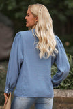 Half Button Puff Sleeve Blouse - Trendsi - Flyclothing LLC