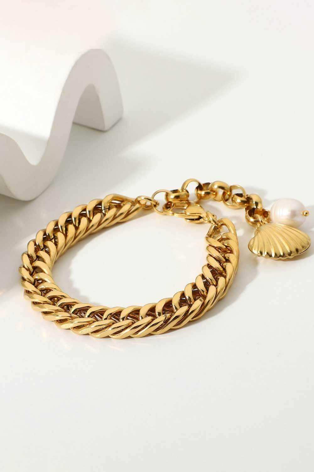 18K Gold-Plated Curb Chain Bracelet - Trendsi - Flyclothing LLC