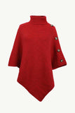 Turtleneck Buttoned Poncho - Trendsi - Flyclothing LLC