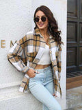 Plaid Button Up Collared Neck Long Sleeve Shirt - Trendsi - Flyclothing LLC