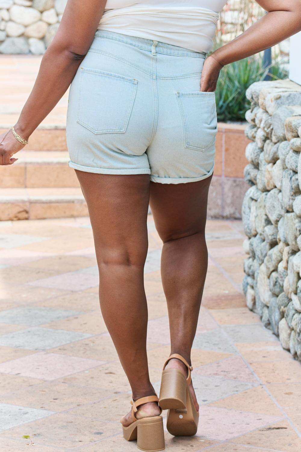 GeeGee Carissa Full Size High Waisted Denim Shorts - Trendsi - Flyclothing LLC