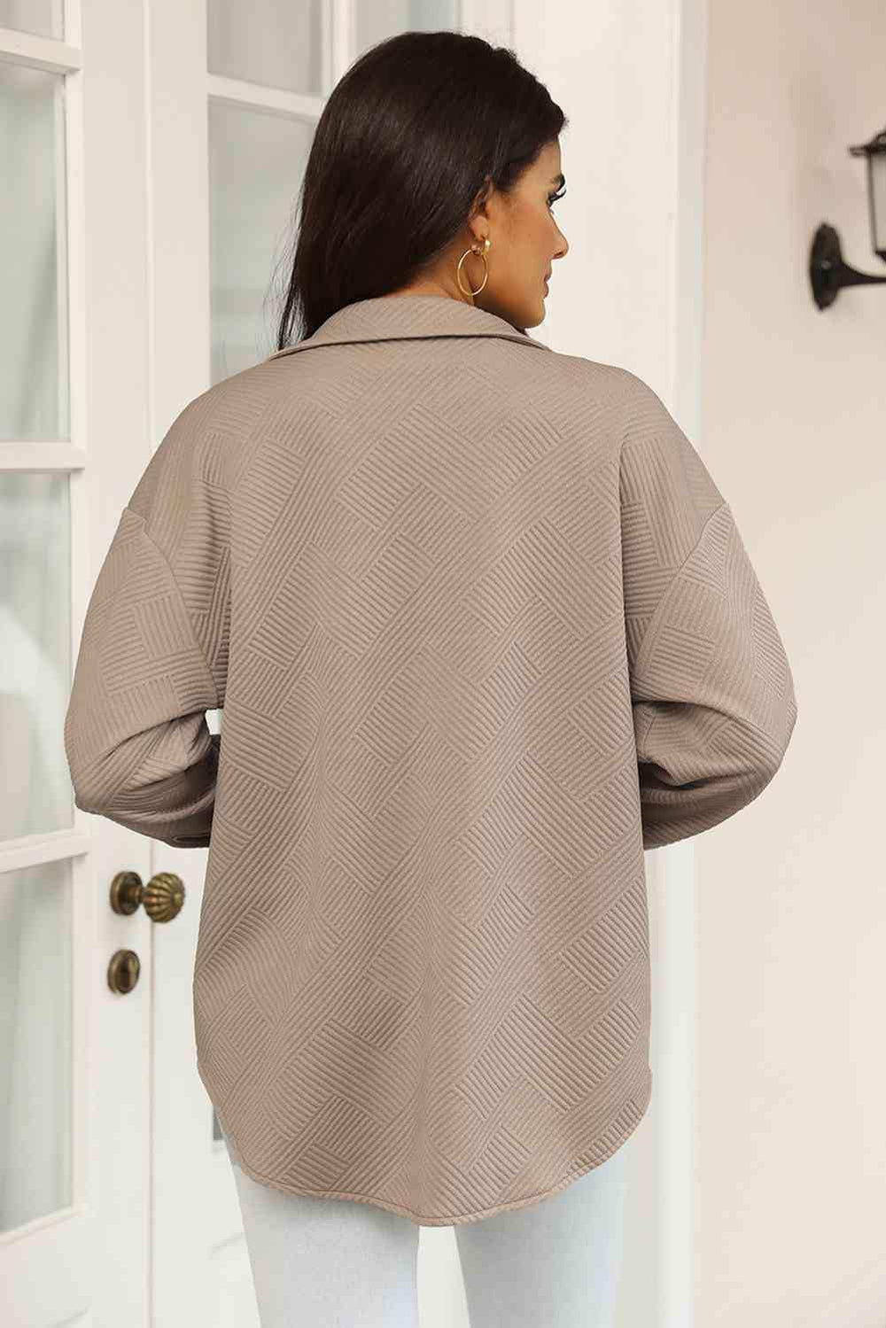 Snap Down Collared Jacket - Trendsi - Flyclothing LLC