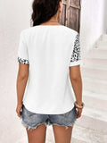 Leopard Round Neck Short Sleeve Tee - Trendsi - Flyclothing LLC