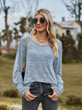 Round Neck Long Sleeve Buttoned T-Shirt - Trendsi - Flyclothing LLC